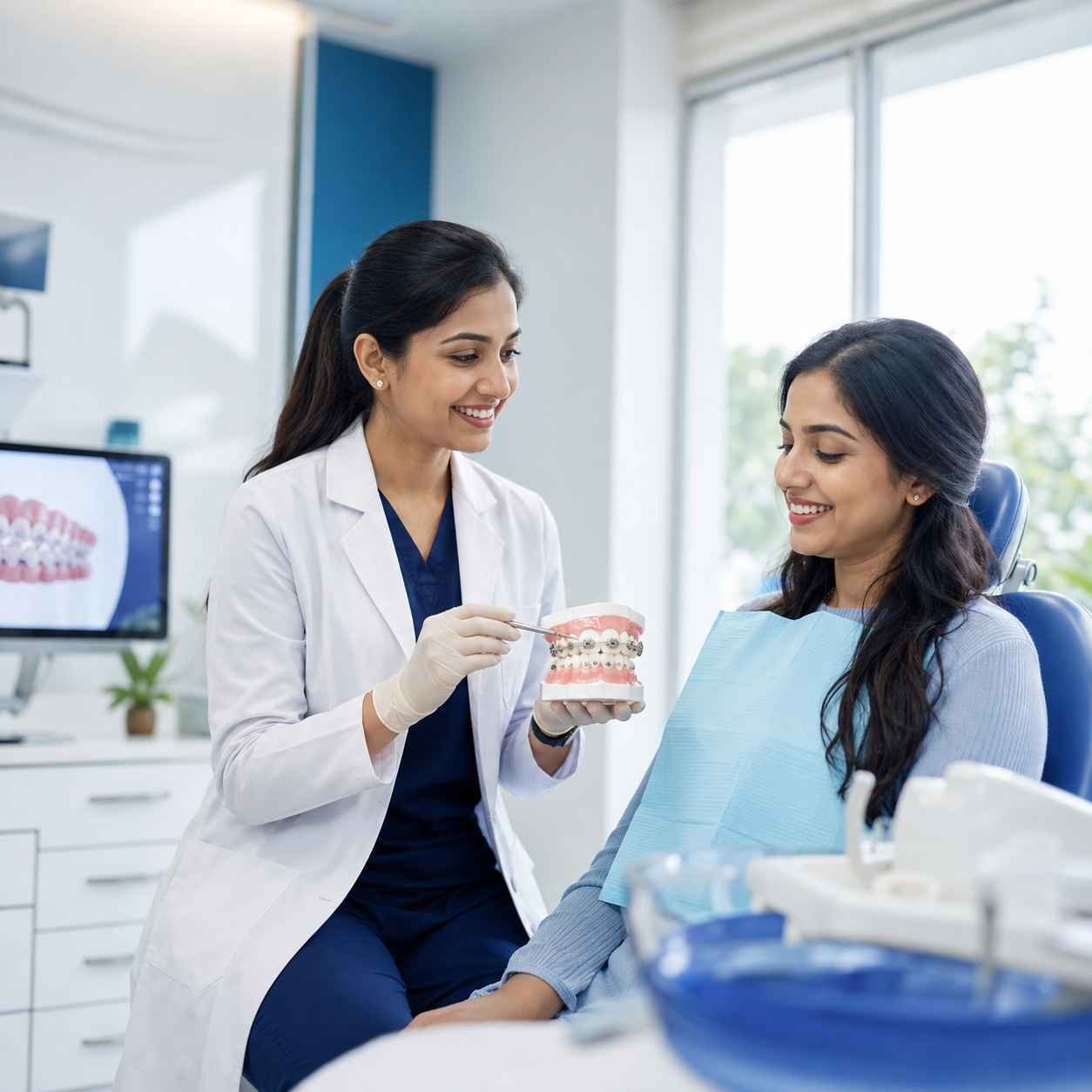 Dentist providing orthodontic and multispeciality dental treatment